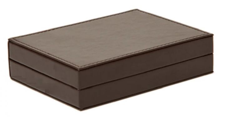 Chocolate Brown Leather Playing Card Box main image